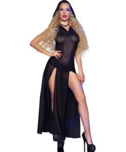 CHILIROSE - CR 4685 LONG DRESS WITH HOOD BLACK S