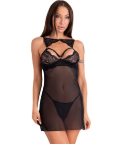LIVCO CORSETTI FASHION - KROLINA LC 90734 CHEMISE + THONG BLACK S/M