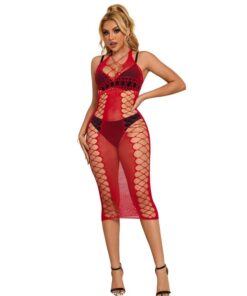 Alternative view of SUBBLIME - 952327 LONG RED FISHNET DRESS ONE SIZE