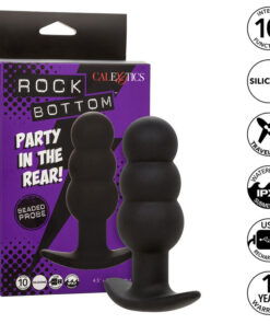 CALEXOTICS - ROCK BOTTOM BEADED ANAL PLUG 10 VIBRATIONS SILICONE BLACK
