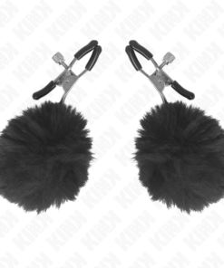 KINK - FAUX FUR BALL NIPPLE CLAMP BLACK 6 CM