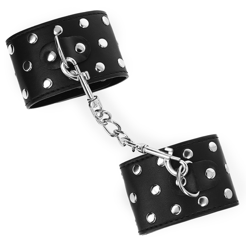 KINK - WRIST RESTRAINTS WITH SNAP FASTEN FULL OF RIVETS BLACK ADJUSTABLE 19-24 CM X 5.5 CM - Image 4