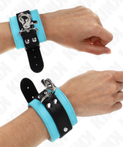 KINK - PREMIUM LOCKABLE WRIST RESTRAINTS BLACK / BLUE ADJUSTABLE 21-28 CM X 5.5 CM