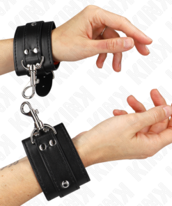 KINK - LOCKABLE DUNGEON WRIST RESTRAINTS BLACK ADJUSTABLE 21-28 CM X 5.5 CM