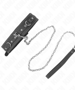 Alternative view of KINK - PVC LEATHER NECKLACE WITH BELT 105 CM RHINESTONE RIVET 41.5 X 4 CM