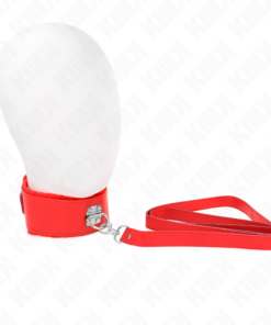 KINK - NECKLACE WITH LEASH 116 CM WITH SILVER STUDS MODEL 4 RED ADJUSTABLE 40-48 CM X 6 CM