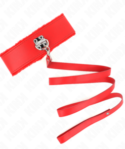 Alternative view of KINK - NECKLACE WITH LEASH 116 CM WITH SILVER STUDS MODEL 4 RED ADJUSTABLE 40-48 CM X 6 CM
