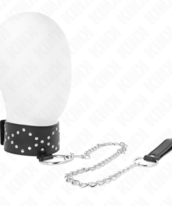 KINK - NECKLACE 65 CM WITH LEASH WITH SILVER STUDS MODEL 3 ADJUSTABLE 36-43 CM X 5 CM