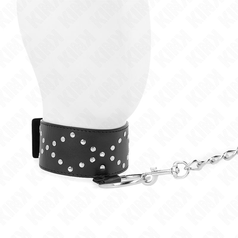 KINK - NECKLACE 65 CM WITH LEASH WITH SILVER STUDS MODEL 3 ADJUSTABLE 36-43 CM X 5 CM - Image 3