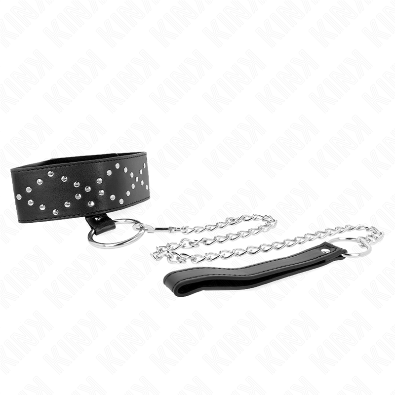 KINK - NECKLACE 65 CM WITH LEASH WITH SILVER STUDS MODEL 3 ADJUSTABLE 36-43 CM X 5 CM - Image 4