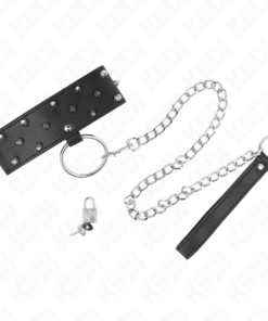 Alternative view of KINK - NECKLACE WITH LEASH 65 CM WITH SILVER STUDS MODEL 5 ADJUSTABLE 36-43 CM X 5 CM
