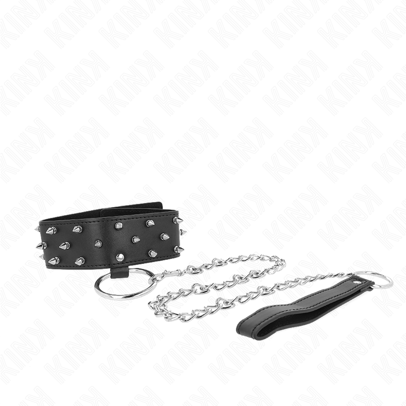 KINK - NECKLACE WITH LEASH 65 CM WITH SILVER STUDS MODEL 5 ADJUSTABLE 36-43 CM X 5 CM - Image 4