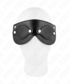 KINK - LEATHERETTE MASK WITH DETACHABLE EYE COVERS 22 x 9 CM
