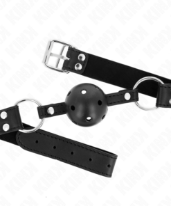 KINK - BREATHABLE BALL 4 CM GAG WITH DOUBLE RIVET MODEL 1 BLACK 62.5 x 2.5 CM ADJUSTABLE 42-58 CM