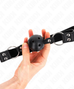 Alternative view of KINK - BREATHABLE BALL 4 CM GAG WITH DOUBLE RIVET MODEL 1 BLACK 62.5 x 2.5 CM ADJUSTABLE 42-58 CM
