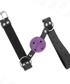 Alternative view of KINK - BREATHABLE BALL 4 CM GAG WITH DOUBLE RIVET PURPLE 62.5 x 2.5 CM ADJUSTABLE 42-58 CM