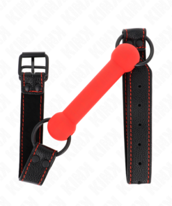 KINK - BONE GAG WITH LEATHERETTE STRAP RED ADJUSTABLE 41-57 CM