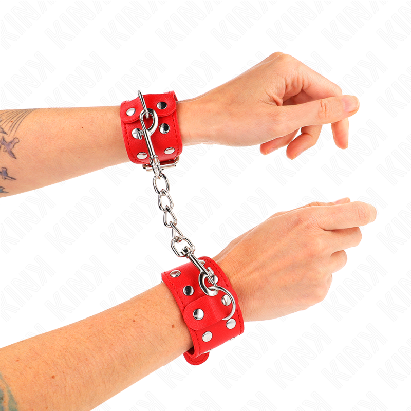 KINK - WRISTBANDS WITH DOUBLE LINE OF ADJUSTABLE STUDS RED - Image 3
