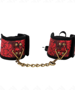 KINK - SCANDAL WRIST RESTRAINTS RED-BLACK LACE DETAILS 24.5 CM X 6.5 CM