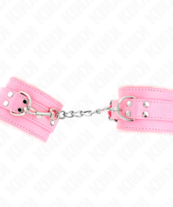 KINK - FUR LINED WRIST RESTRAINTS PINK WITH PINK BELT ADJUSTABLE 17-29 CM X 6 CM