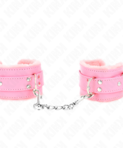 Alternative view of KINK - FUR LINED WRIST RESTRAINTS PINK WITH PINK BELT ADJUSTABLE 17-29 CM X 6 CM