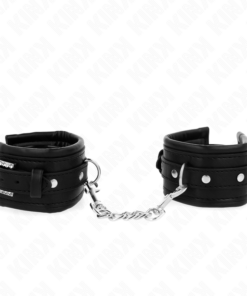 KINK - RHINESTONE BUCKLE WRIST RESTRAINTS BLACK ADJUSTABLE 25-32 CM X 5.5 CM