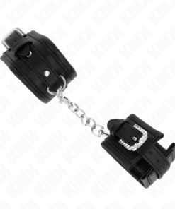 Alternative view of KINK - RHINESTONE BUCKLE WRIST RESTRAINTS BLACK ADJUSTABLE 25-32 CM X 5.5 CM