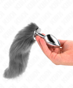 KINK - ANAL PLUG SIZE L 10 X 4 CM WITH SYNTHETIC TAIL 40 CM GREY AND WHITE