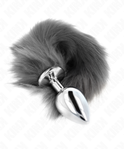 Alternative view of KINK - ANAL PLUG SIZE L 10 X 4 CM WITH SYNTHETIC TAIL 40 CM GREY AND WHITE