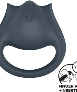 SATISFYER - PERFECT PAIR 2 MULTIVIBRATOR 2 IN 1 PENIS RING AND FINGER STIMULATOR GREY