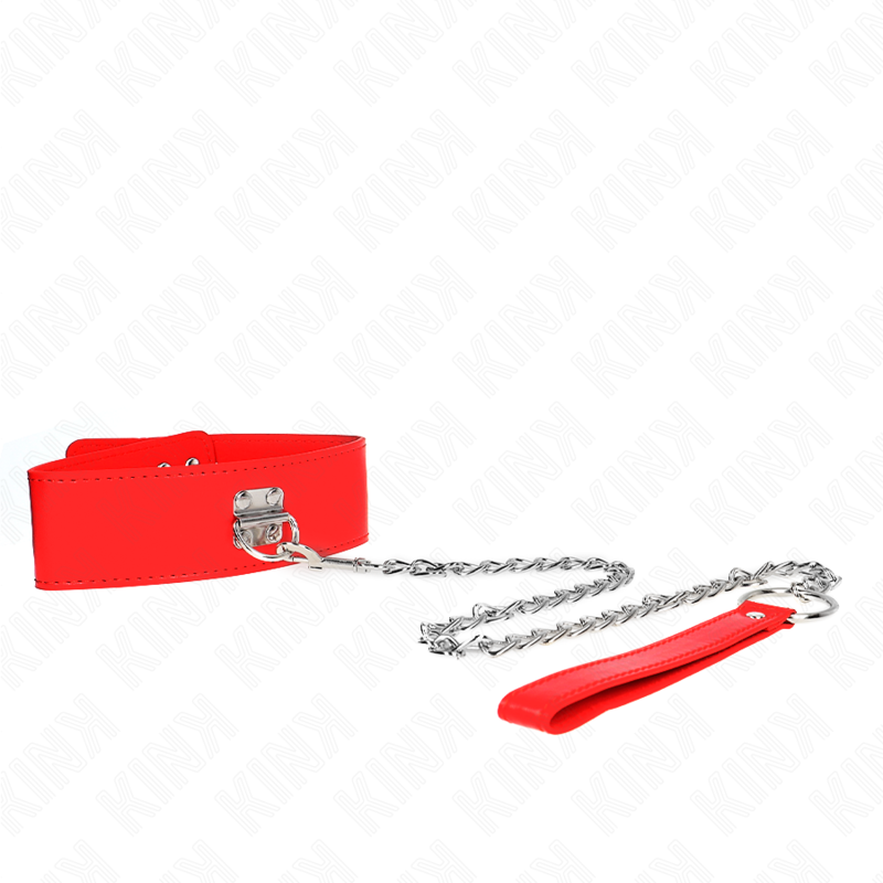 KINK - NECKLACE WITH BELT 65 CM WITH WIDE RED STRAP ADJUSTABLE 33.5-41 CM X 5 CM - Image 3