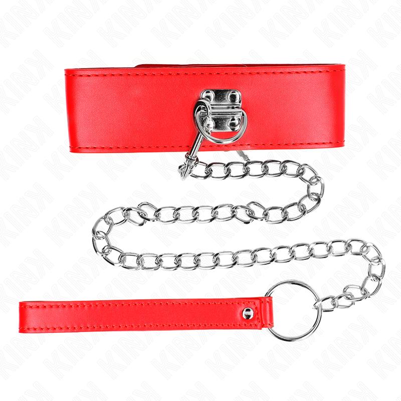 KINK - NECKLACE WITH BELT 65 CM WITH WIDE RED STRAP ADJUSTABLE 33.5-41 CM X 5 CM - Image 2