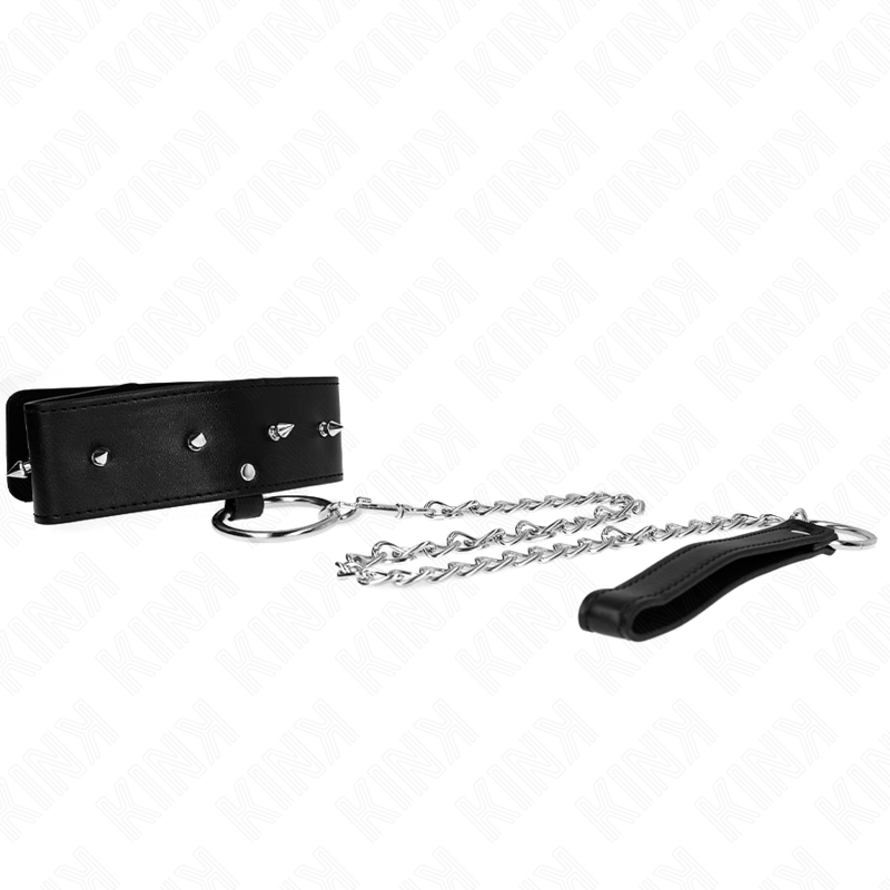 KINK - NECKLACE 65 CM WITH LEASH WITH SILVER STUDS MODEL 2 ADJUSTABLE 36-43 CM X 5 CM - Image 2