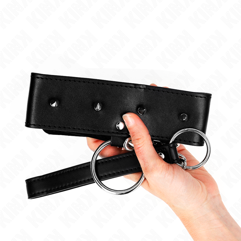 KINK - NECKLACE 65 CM WITH LEASH WITH SILVER STUDS MODEL 2 ADJUSTABLE 36-43 CM X 5 CM - Image 5
