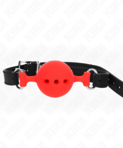 KINK - FULL SILICONE GAG 55 x 2 CM WITH 4.5 CM BALL SIZE M RED ADJUSTABLE 35-51 CM