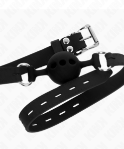 Alternative view of KINK - FULL SILICONE GAG 55 x 2 CM WITH 4 CM BALL SIZE S BLACK ADJUSTABLE 35-51 CM