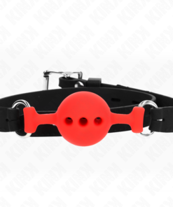 KINK - FULL SILICONE GAG 55 x 2 CM WITH 4 CM BALL SIZE S RED ADJUSTABLE 35-51 CM