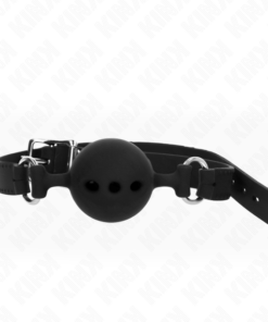 KINK - FULL SILICONE GAG 55 x 2 CM WITH 5 CM BALL SIZE L BLACK ADJUSTABLE 35-51 CM