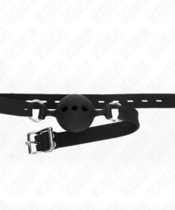 Alternative view of KINK - FULL SILICONE GAG 55 x 2 CM WITH 5 CM BALL SIZE L BLACK ADJUSTABLE 35-51 CM