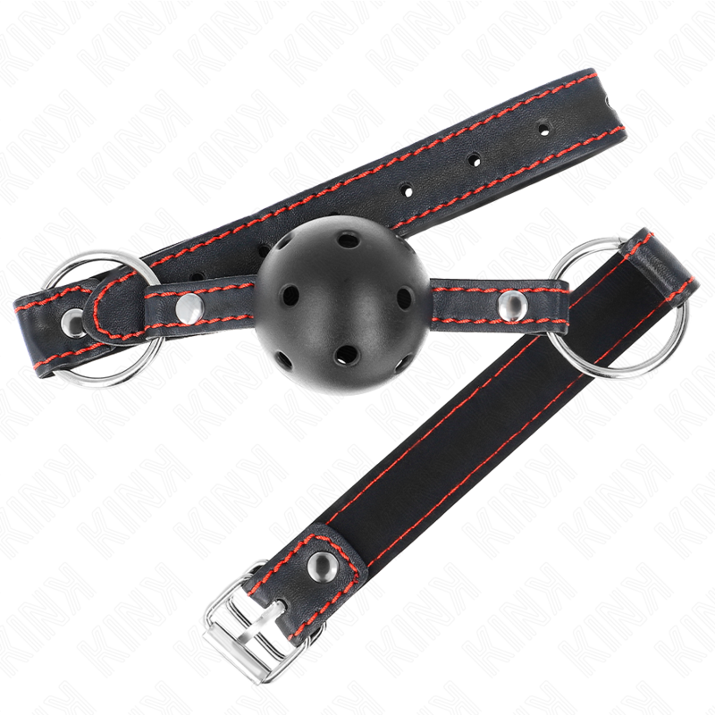 KINK - HOLLOW HARD BLACK BALL GAG MODEL 2 65 x 2.5 CM - Image 2