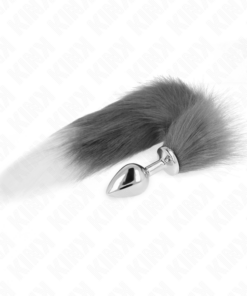 Alternative view of KINK - ANAL PLUG SIZE M 8 X 3.5 CM WITH SYNTHETIC TAIL 40 CM GREY AND WHITE