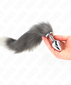 KINK - ANAL PLUG SIZE M 8 X 3.5 CM WITH SYNTHETIC TAIL 40 CM GREY AND WHITE