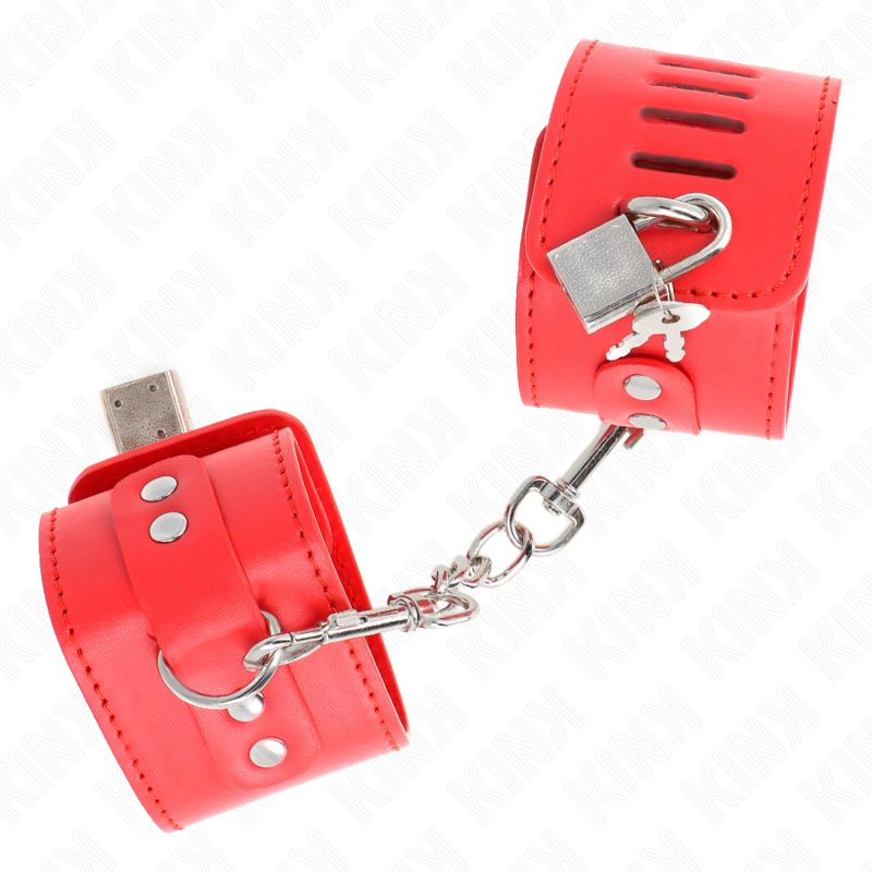 KINK - WRIST RESTRAINTS WITH PADLOCK CLOSURE RED ADJUSTABLE 16-23 CM X 5.5 CM - Image 2