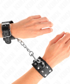 KINK - WRISTBANDS WITH DOUBLE LINE OF ADJUSTABLE STUDS BLACK