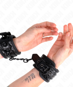 KINK - DIAMOND PATTERN WRIST RESTRAINTS BLACK ADJUSTABLE 17-26 CM X 5.5 CM