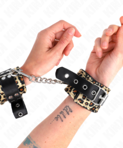 KINK - LEOPARD REAL LEATHER WRIST RESTRAINT ADJUSTABLE 18-29 CM X 5.5 CM