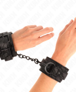 KINK - DARK LACE COVERED WRIST CUFFS ADJUSTABLE BLACK 19-26 CM