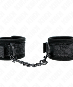KINK - DARK LACE COVERED WRIST CUFFS NEOPRENE ADJUSTABLE BLACK 20-29 CM X 5 CM