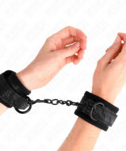 KINK - DARK LACE COVERED WRIST CUFFS NEOPRENE ADJUSTABLE BLACK 20-29 CM X 5 CM