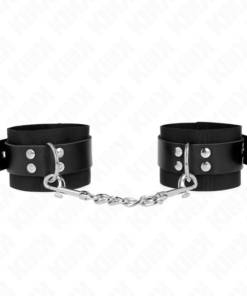 KINK - NYLON WRIST RESTRAINTS BLACK WITH LEATHER BELT BLACK ADJUSTABLE 19-29 CM X 5.1 CM